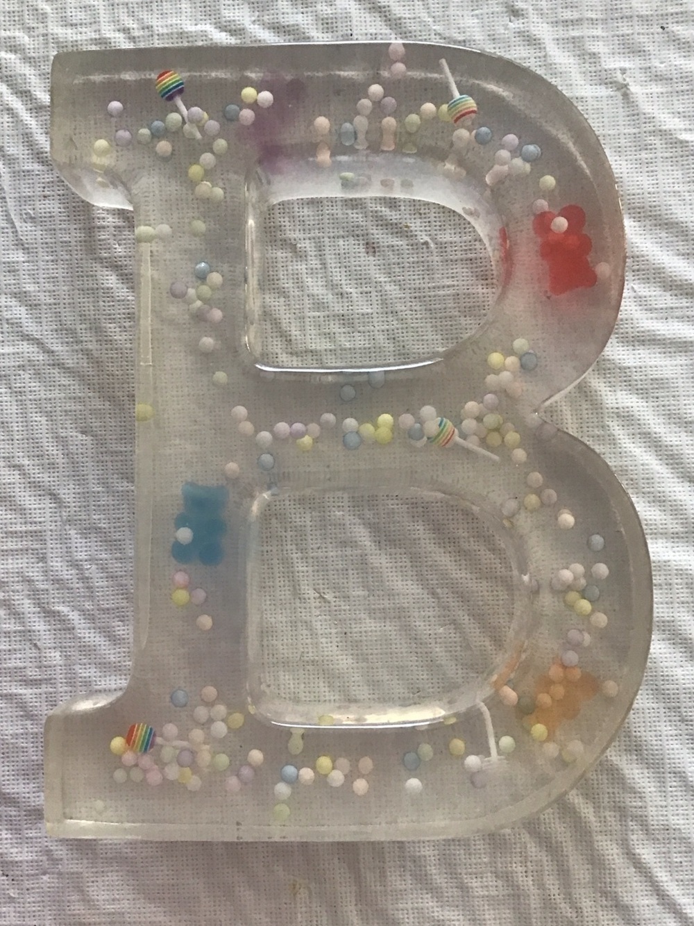 Ashland Clear Resin Letter B with Pastel Sprinkle Accents